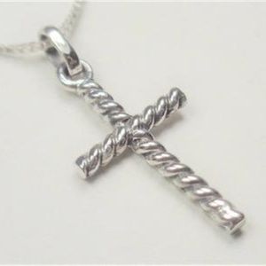 STERLING SILVER NAUTICAL HOLY ROPE CROSS NECKLACE